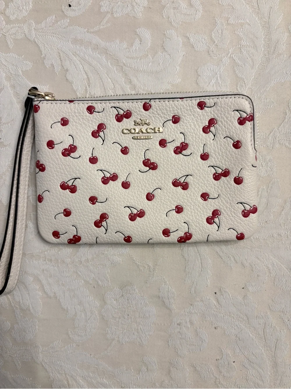 COACH Cherry Print Corner Zip Wristlet - NWT